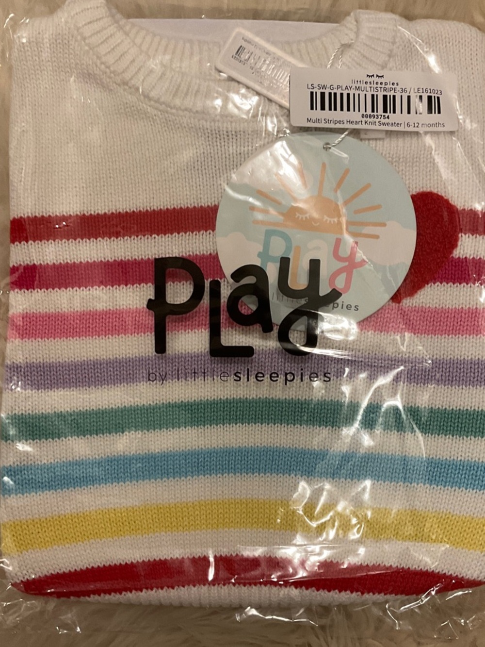 Little Sleepies Rainbow Stripe Sweater with Heart